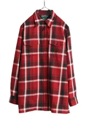 【お得なクーポン配布中!】 90s LAUREN ラルフローレン ウール シャツ ジャケット レディース S オールド チェック フルジップ ポケット付き 薄手 ボックス ブルゾン