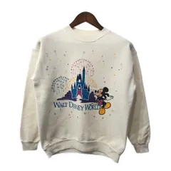 80年代 Disney ディズニー Disney DESIGNS ディズニーワールド スウェット キャラクター ホワイト (メンズ MEDIUM) 中古 古着 Q1632