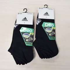 まとめ売り お買い得6足セット ＜新品＞消臭 靴下 くるぶしソックス 24-26cm ブラック adidas 3