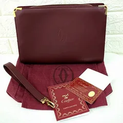 【美品】Cartier　カルティエ　赤　クラッチバッグ　ヴィンテージ Cartier カルティエ クラッチバッグ ボルドー ヴィンテージ