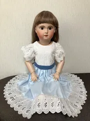【y】アンティークビスクドール用のワンピースとボネのセット アンティークドール用ドレスとボネ y】アンティークビスクドール