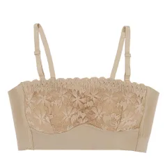 ブラトップ チューブトップ ブラジャー 軽量 ストラップレス バックホック 肩紐付 滑り止め 谷間 4段4列 着こなし3種 伸縮性 締付けない M L 黒 白 茶 ha-003