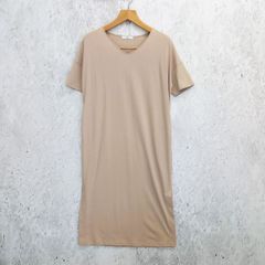 URBAN RESEARCH Sonny Label アーバンリサーチサニーレーベル ハイツイスト コットン ロング カット ワンピース Vネック ピンクベージュ Fサイズ ◎、□〇