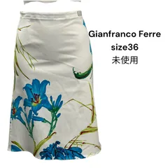 □ 未使用 Gianfranco Ferre ジャンフランコ フェレ スカート 膝丈 タイト 花柄 ホワイト サイズ36、S レディース S5T117のサムネイル