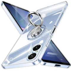 Xperia 5 V ケース リング 透明 クリア SO-53D SOG12 カバー 耐衝撃 TPU メッキ加工 スマホケース 一体型 スタンド機能 車載ホルダー ストラップホール Sony エクスペリア5v ケース 全透明 1