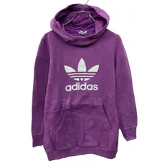 adidas レディース ロゴプリント スウェット パーカー XS パープル アディダス 裏起毛 ロング丈サイズ 古着卸 アメリカ仕入 a709-5880