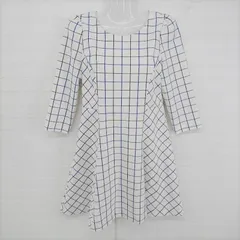 ◇ UNIVERVAL MUSE STRAWBERRY FIELDS 七分袖 ミニ ワンピース ホワイト ブルー系 ブラック レディース E  【中古】 【1305250019246】