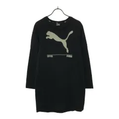 プーマ ロゴプリント 長袖 Tシャツ S ブラック PUMA チュニック ロンT レディース