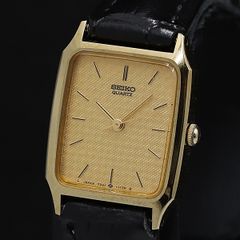稼動/80s】SEIKO セイコー クォーツ ゴールド文字盤 腕時計 スクエア