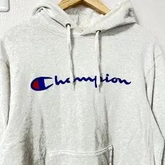 (^w^)b Champion チャンピオン 刺繍ロゴ！！ デカロゴ スウェット プルオーバー パーカー フーディー トップス ロゴ刺繍 綿100% カジュアル デイリー タウンユース スポーツMIX ライトグレー メンズ サイズL