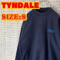 【USワークウェア】TYNDALE　ティンダル　作業着　スウェット　ワンポイントプリント　S　ネイビー　US古着　MTSW2310-125