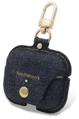 NeedNetwork AirPods Pro 第2世代/第1世代 (2023/2022/2019)用 ケース 岡山デニム カラビナ付き LEDが見える エアポッズプロ 用 カバー 耐衝撃 ワイヤレス充電 対応 全面保護 落下防止のサムネイル