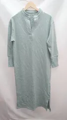 ◇ ノーブランド Vネック サイド スリーブ スリット 無地 長袖 ロング ワンピース サイズ表記なし グリーン レディース E  【1303020013746】