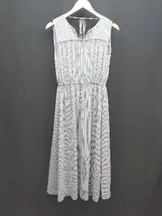 ◇ ◎ nano UNIVERSE Uネック ウエストゴム ストライプ柄 袖なし ロング ワンピース サイズ38 ブルー系 レディース E  【1309250029052】