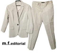 【m.f.editorial/エムエフエディトリアル 】パンツスーツ上下 セットアップ 七分袖ジャケット グレー系 ウォッシャブル 袖レース レディース（中古）