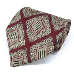 クリッツア ブランド ネクタイ チェック柄 ダイヤ柄 格子柄 シルク PO メンズ ワインレッド KRIZIA 【中古】