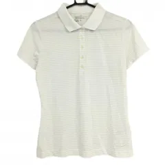 【美品】ナイキゴルフ 半袖ポロシャツ 白×グレー ボーダー DRI-FIT レディース XL ゴルフウェア NIKE