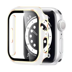 【特価セール】カバー カバー Watch Watch Apple Apple 全面保護 電着ケース 一体型 PC素材 ケース ケース 二重構造 アップルウォッチ アップルウォッチ 2色電気メッキ キズ防止 日本旭硝子材 強化ガラス (41mm，ホワイト+ゴール