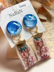 501≫アルコールインクアート【nara】2wayインド刺繍リボンタッセルイヤリング