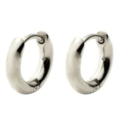 【シルバー × 8mm】[Cream dot. クリームドット公式] ステンレス製 金属アレルギー つけっぱなし フープ メンズ 小さめ 極小 大きめ 中折れ サージカルステンレス キャッチレス 両耳用 リング 大人 上品 シンプル