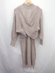 ◇ ⊇ 美品 natural couture ナチュラルクチュール クロスニット ワンピース サイズF ライトピンク系 レディース E  【1507160022761】