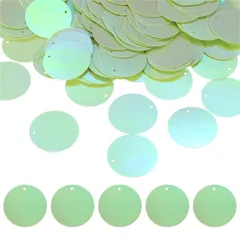 uxcell 150 PCS フラットラウンドシーケンス、30mm/1.2インチ大型シーケンス、クラフト用樹脂グラデーションABライトグリ ーンルーズシーケンスパレット、DIYクラフト、裁縫、刺繍、衣類用