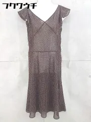 ◇ UNTITLED アンタイトル ドット 水玉 フレンチスリーブ 膝下丈 ワンピース サイズ2 ブラウン レディース 【中古】 【1103150000360】