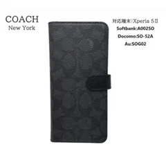 【国内正規品 】☆新品☆COACH コーチ ブックタイプ Signature Black オシャレ　手帳型ケース　For XPERIA 5II