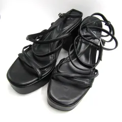 ザラ サンダル スクエアトゥ プラットフォーム 靴 レディース 38サイズ ブラック ZARA 【中古】