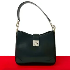 ほぼ未使用 CELINE セリーヌ ヴィンテージ ロゴ リング 金具 レザー 本革 セミ ワン ショルダーバッグ トートバッグ ブラック 43128