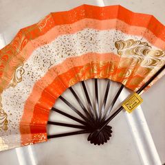 新品★ 舞扇子 京扇子 日本舞踊 踊り用  オレンジ グラデーション  波