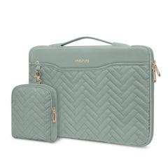 MOSISO 13-14インチ、360保護 PCケース ラップトップスリーブバッグ、対応機種 MacBook Air/Pro、13-13.3 インチ ノートパソコン  ハンドル ＆ ポケット ＆ 収納ポーチ ＆ ベルト付(レトロ グリーン)