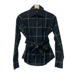 RalphLauren(ラルフローレン) 長袖シャツブラウス サイズ7 S レディース美品  - ダークネイビー×グリーン×黒 チェック柄