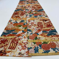 丸帯 アンティーク ヴィンテージ 全通 金帯 382cm 花嫁衣装 貸衣装 中古 リサイクル 結婚式 婚礼 着付け 舞台 きもの 着物 4115