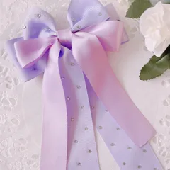 ❤️154ラインストーンリボンポニーフック❤️パープル