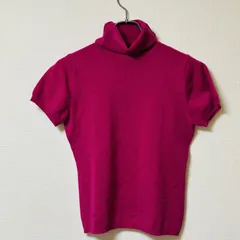 極美品　【ANVALIDES】アンヴァリッド　レッド系　38　半袖ニット　カシミヤ１００　タートルネック