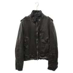 Neil Barrett (ニール バレット) シワ加工シングルライダースジャケット BBPE4207970 ジップアップレザージャケット ブラックのサムネイル