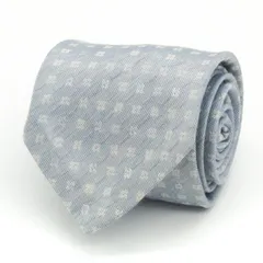 レミュー ブランド ネクタイ シルク コットン 小紋柄 メンズ ブルー LES MUES  【中古】