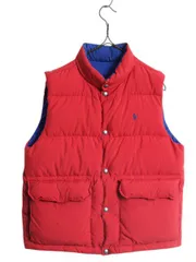 【お得なクーポン配布中!】 ポロ ラルフローレン リバーシブル ナイロン ダウン ベスト キッズ M レディース S 程/ 重ね着 前開き フルジップ ハイネック ワンポイント