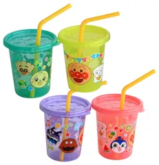 【在庫セール】4個入 (180ml) S ストローカップ フタ付き アンパンマン ポリプロピレン レック