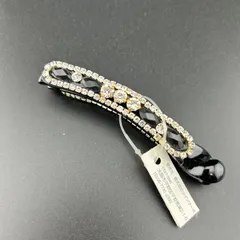 【新品】ネコポス◆バナナクリップ　ブラック　ラインストーン　◆