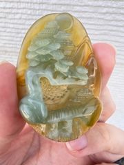 特色‼️天然本翡翠 白➕黄➕緑3色翡翠【環環相連】鳳凰＆牡丹 