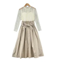 美品 NICE CLAUP ナイスクラップ レース 春夏 SS ワンピース ポリエステル ベージュ レディース F【古着】【中古】【送料無料】