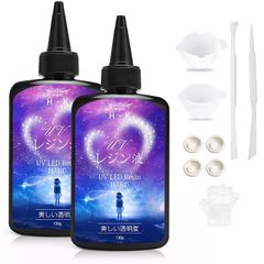 [Ｈ・Ｋ]UVレジン液 レジン液 260g【新登場】 UV/LED対応レジン液 レジン道具セット 大容量 高い透明 ハードタイプ成形 DIY手作り急速に硬化 装飾&置物 レジン道具 調色パレット 0