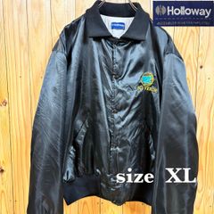 【古着】Holloway(ホロウェイ)スタジャン XL 黒 光沢 US古着 アメリカン