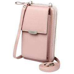 【人気商品】one_size アップグレード版 ピンクジッパー A- 女性用 クレジットカードスロット付き 携帯電話財布 小さなクロスボディバッグ KUKOO