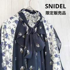 SNIDEL スナイデル Musee de la Toile de Jouy　 コラボプリントブラウス　限定 コラボ フリル ブラウス リボンタイ ボウタイ 白 ネイビー　F　フリーサイズ　oneサイズ　限定販売品 SWFB234257　花柄　長袖