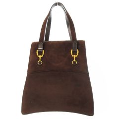 銀座かねまつ GINZA Kanematsu ハンドバッグ スエード レザー 革 切替 ゴールド金具 茶 ブラウン /CK15 ■GY11