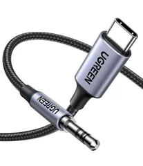 ★UGREEN AUX ケーブル USB C 3.5mm 変換ケーブル 【ハイレゾ音質】 DAC搭載 高耐久性ナイロン編み USB C AUX 変換ケーブル Type C to 3.5mm 3M シルバー