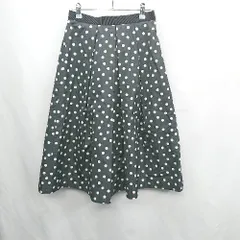 ◇ Loulou Willoughby ルルウィルビー ドット柄 ロング丈 フレア スカート サイズ2 ブラック レディース E  【1407020000802】